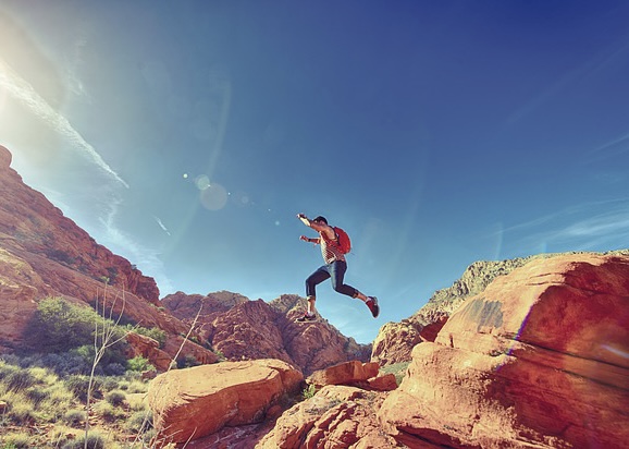 man hiking